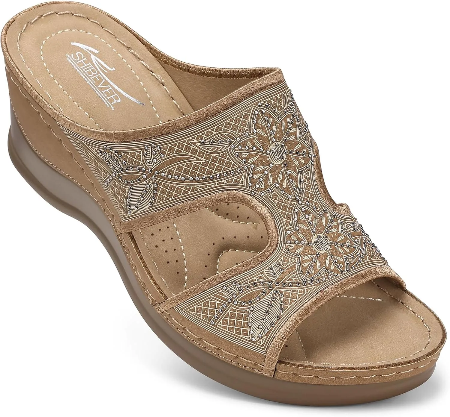SHIBEVER Wedge Sandals For Women Dressy: Comfortable Summer - Slip On Womens Sandal