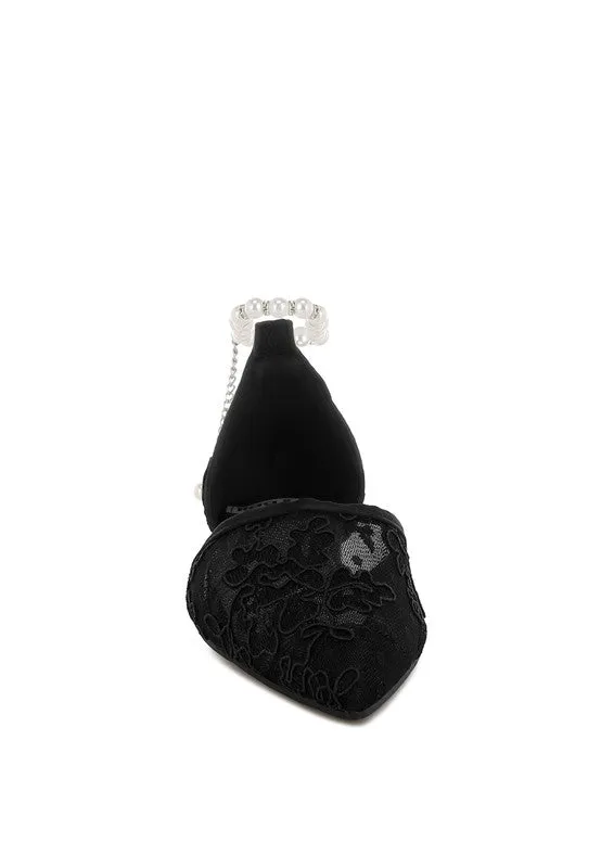 Shrami Pearl & Rhinestone Strap Flat Sandals