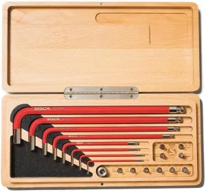 SILCA HX-ONE Home Allen Key Set | L - Wrench Tool KIT | Texture Coated Swiss tool Steel | Magnetic 6mm Driver for included 1/4" bits | Metric HEX/TORX | CNC machined Wood Case