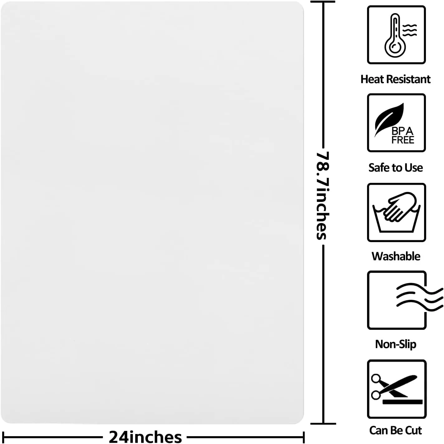 Silicone Mats for Kitchen Counter, Nonslip Silicone Mats for Crafts Countertop Protector Heat Resistant Mat (78.7” x 24” x 0.08”, Translucent)