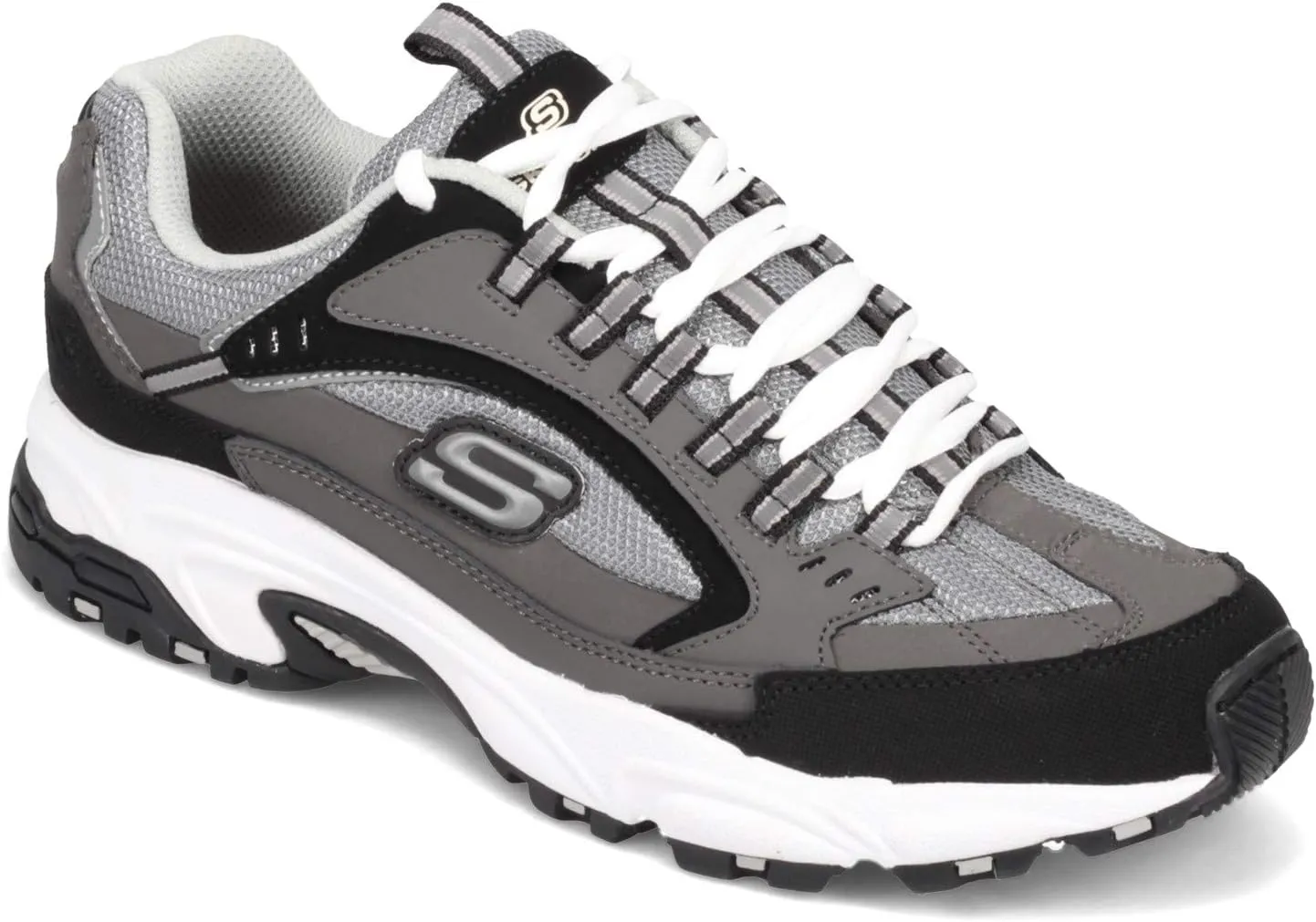 Skechers Sport Men's Stamina Nuovo Cutback Lace-Up Sneaker,Charcoal/Black,7 M US