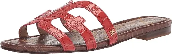 Slide Edelman Mule Red Terracotta Slip-On Anti-slip Sandals Flats Leather Open-Toe Bay Reliable Sam