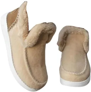 Soft Plush Slip-on Sneakers for Cozy Feet, Warm Cozy Micro Suede Slipper Boots, Non Slip Orthopedic Winter Slippers