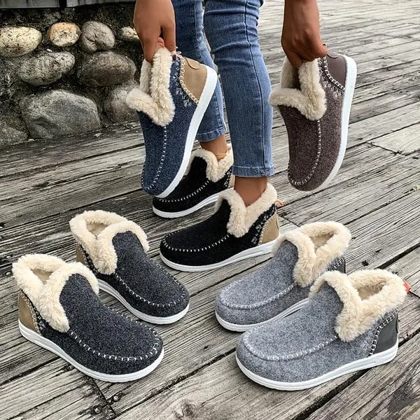 Soft Plush Slip-on Sneakers for Cozy Feet, Warm Cozy Micro Suede Slipper Boots, Non Slip Orthopedic Winter Slippers