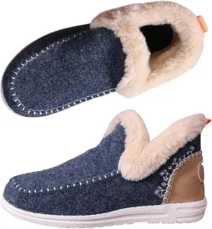 Soft Plush Slip-on Sneakers for Cozy Feet, Warm Cozy Micro Suede Slipper Boots, Non Slip Orthopedic Winter Slippers