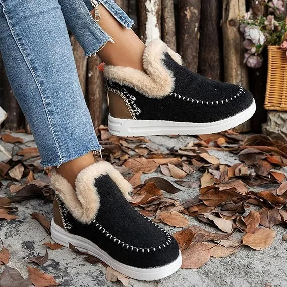 Soft Plush Slip-on Sneakers for Cozy Feet, Warm Cozy Micro Suede Slipper Boots, Non Slip Orthopedic Winter Slippers
