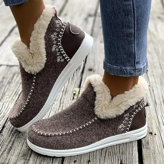 Soft Plush Slip-on Sneakers for Cozy Feet, Warm Cozy Micro Suede Slipper Boots, Non Slip Orthopedic Winter Slippers
