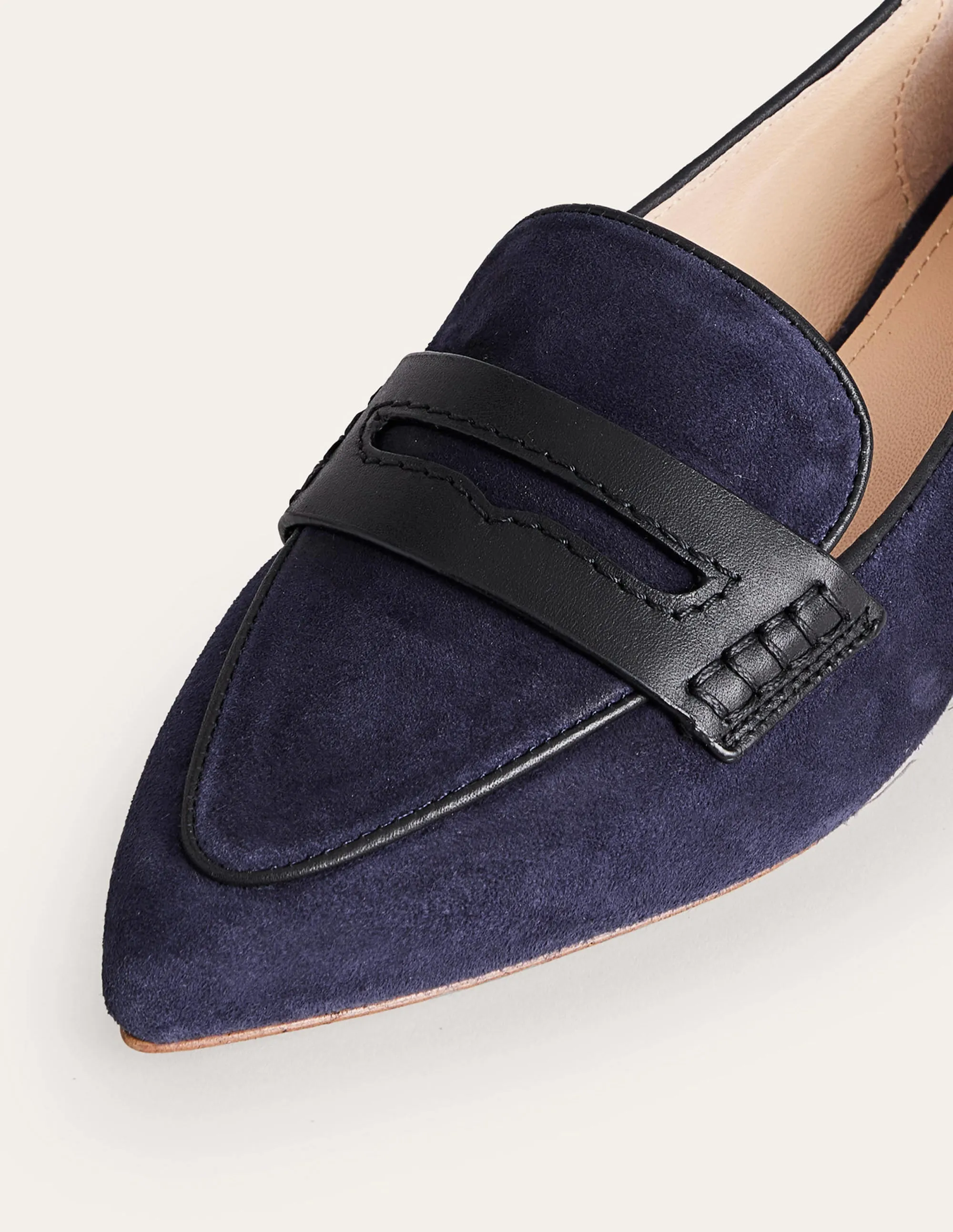 Spitz zulaufende Loafer-Marineblau Veloursleder