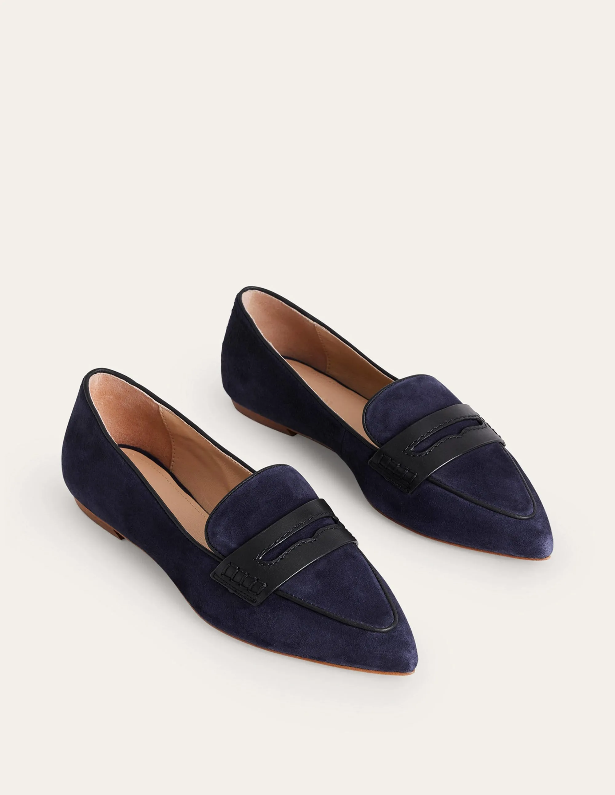 Spitz zulaufende Loafer-Marineblau Veloursleder