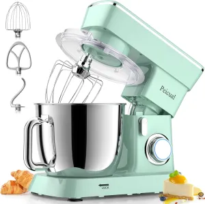 Stand Mixer, 6QT 10 P Speed Tilt-Head Kitchen Electric Mixer, Food Mixer with Stainless Steel Bowl, Dough Hook, Flat Beater, Wire Whisk, Splash Guard for Daily Use -Green