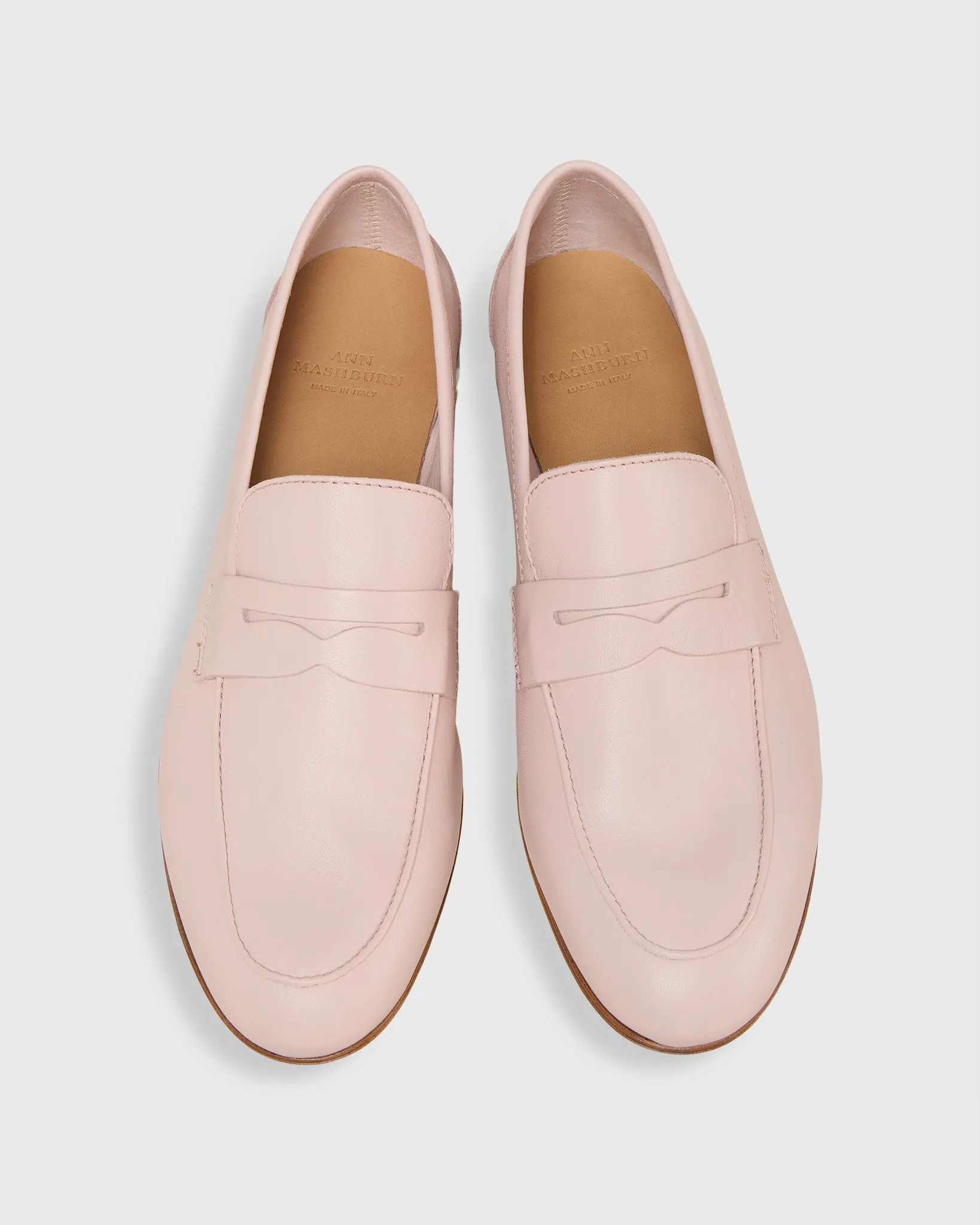 Summer Penny Loafer in Pale Pink Leather