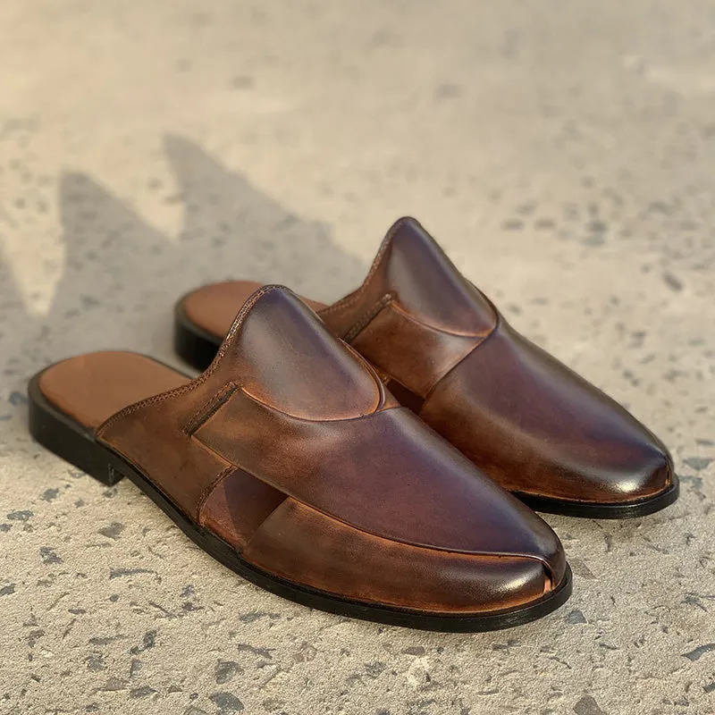 The Vintage Leather Mule SS-172 Brown