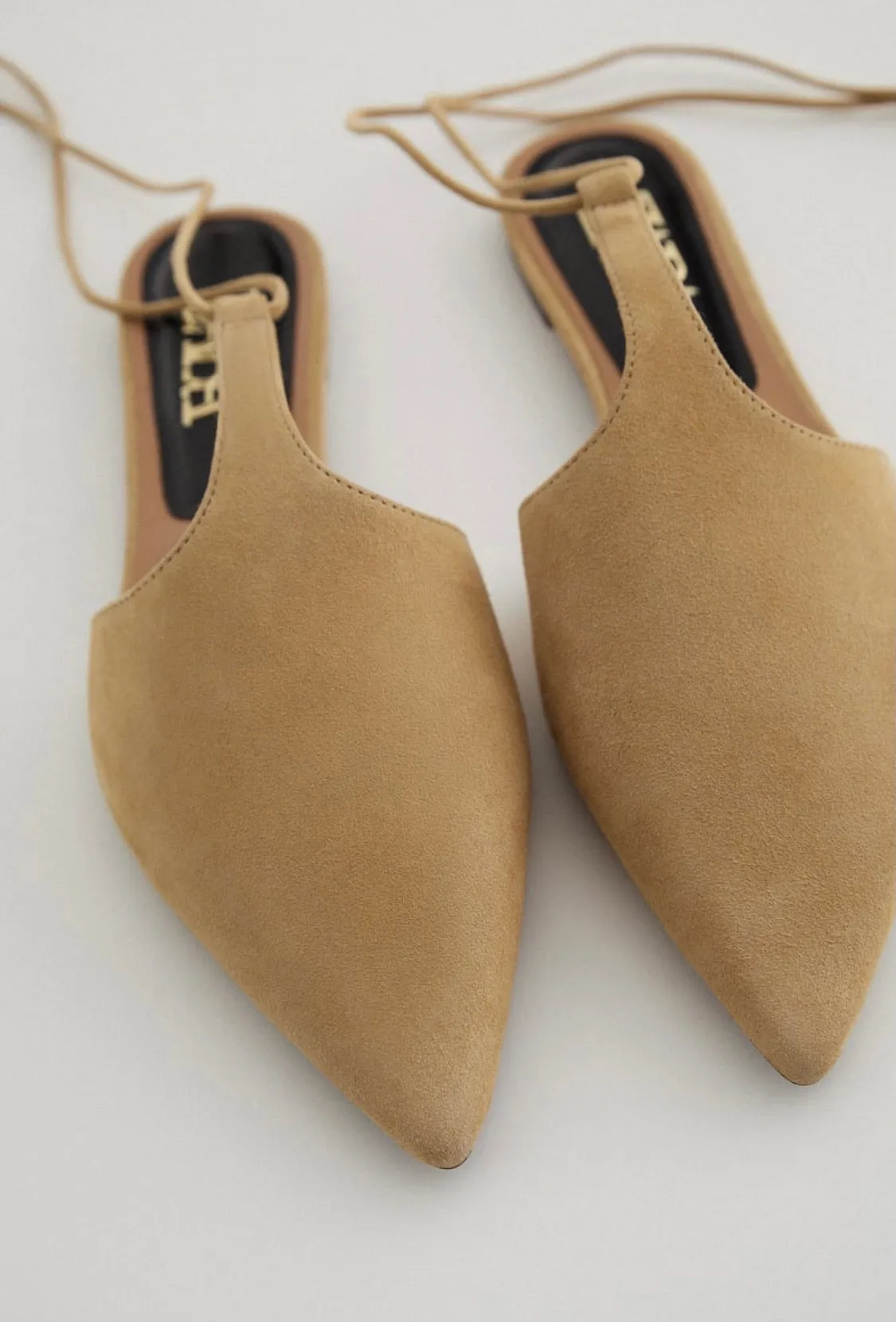 Tied Leather T-Bar Mules