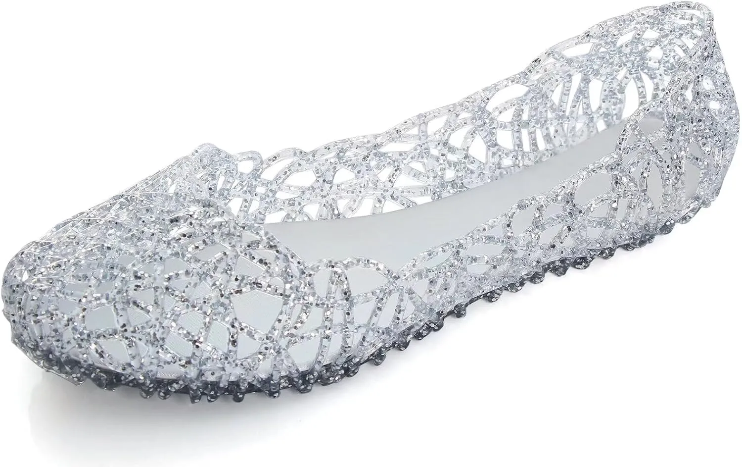 TN TANGNEST Women's Beach Hollow Jelly Shoes Bling PVC Slip On Summer Casual Flat Sandals