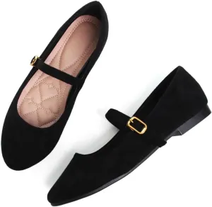 TN TANGNEST Women's Leather Flats Comfortable Square Toe Dress Flats Retro Soft Mary Jane Flats