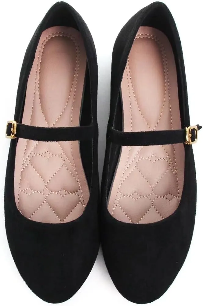 TN TANGNEST Women's Leather Flats Comfortable Square Toe Dress Flats Retro Soft Mary Jane Flats