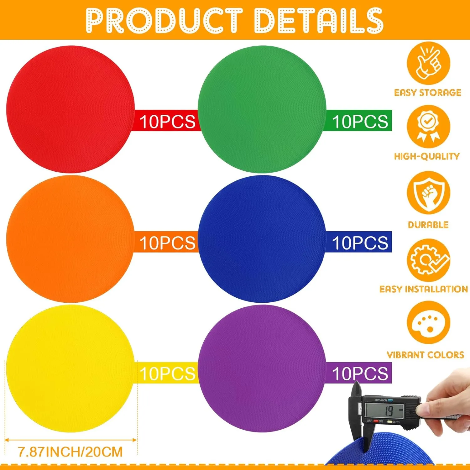 TPE Floor Spot Markers Dots for Gym Flat Non Slip Spot Marker Dance Dot for Classroom Gym Sports Soccer Basketball Agility Training Field Marking Equipment