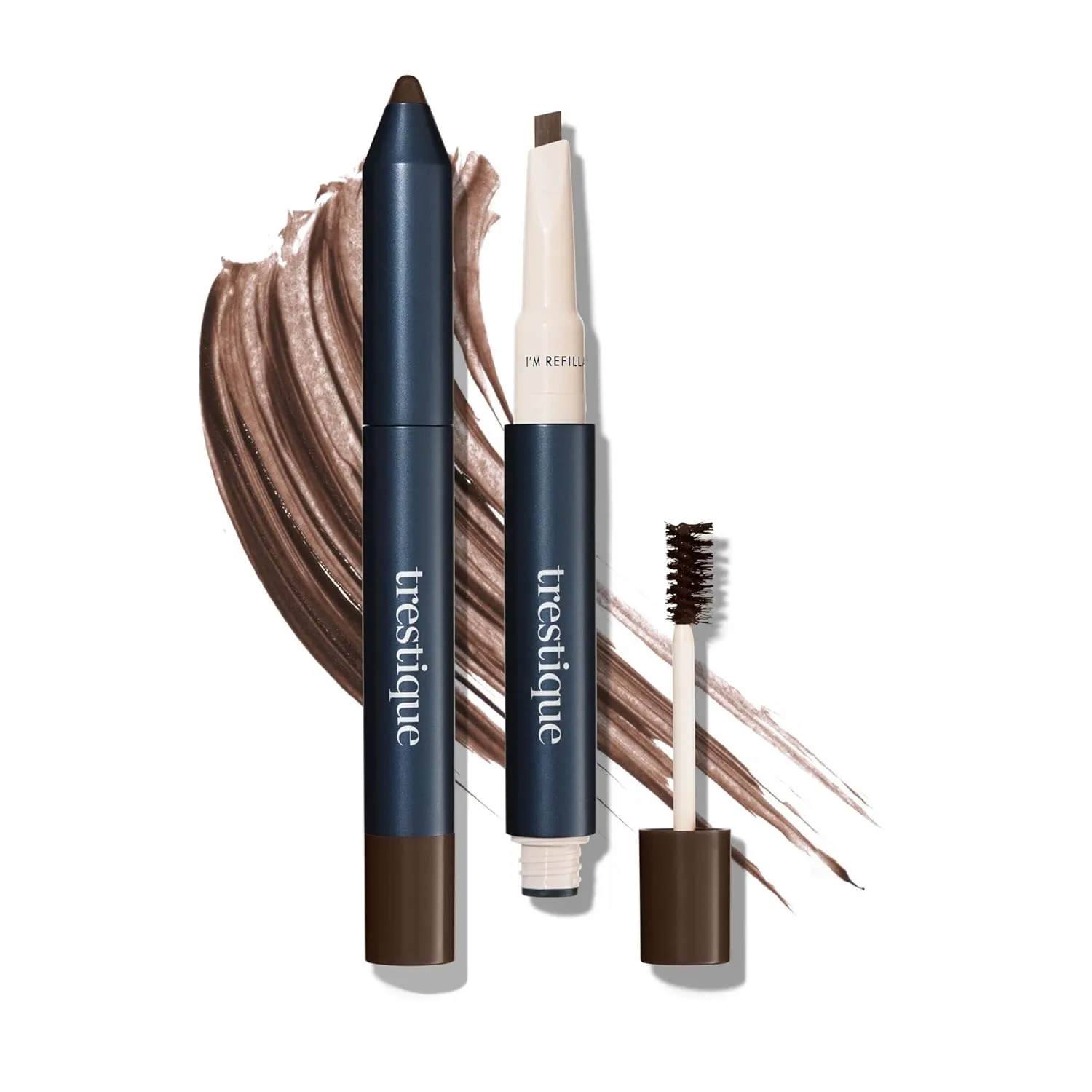 trestique Brow Pencil And Gel, Refillable Eye Brow Pencil With Built-In Brow, Clean Beauty Eyebrow Pencil And Brow Gel, Sustainable 2-In-1