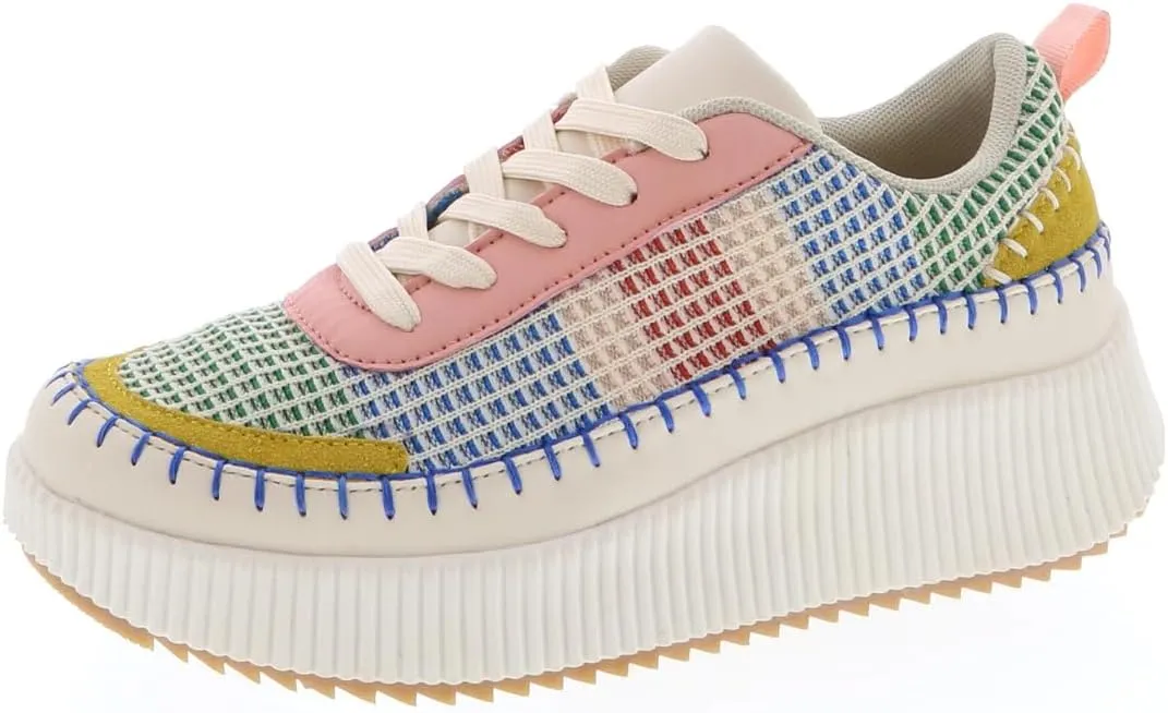TruFox Women's Lace Up Platform Woven Sneakers Comfortable Fashion Sneaker Low Top Chunky Walking Shoes