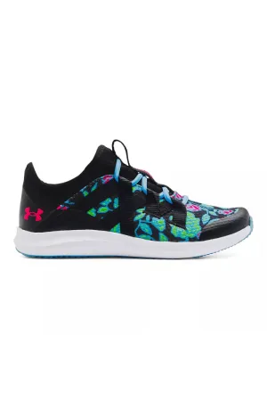 Under Armour Girls Lace Up Sneakers/ School Shoes in Black/Blue