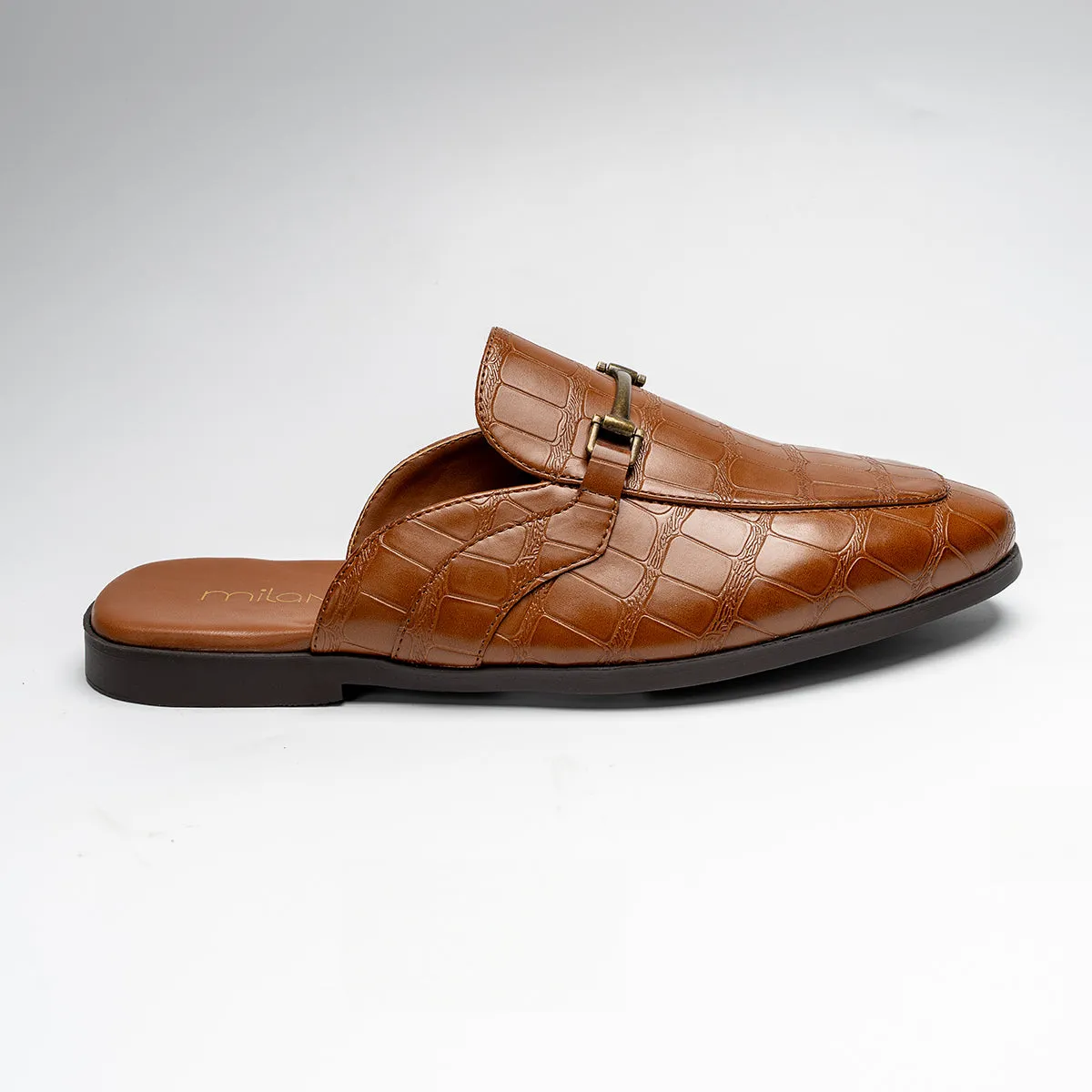 VALERIOS MENS BACKLESS LOAFERS-TAN