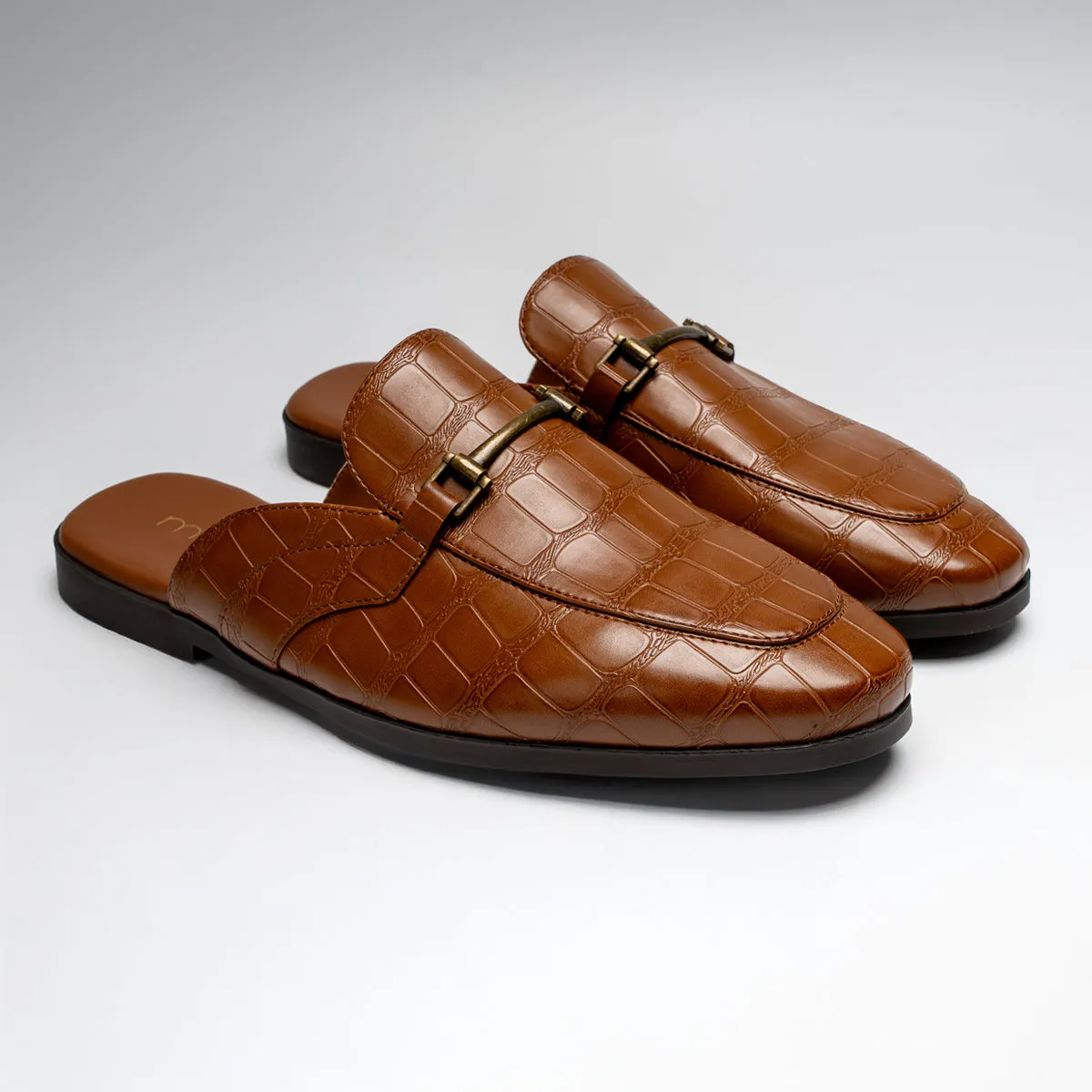 VALERIOS MENS BACKLESS LOAFERS-TAN