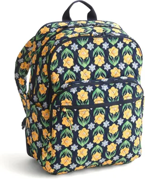 Vera Bradley Premium Cotton Large Bancroft Backpack, Daffodils