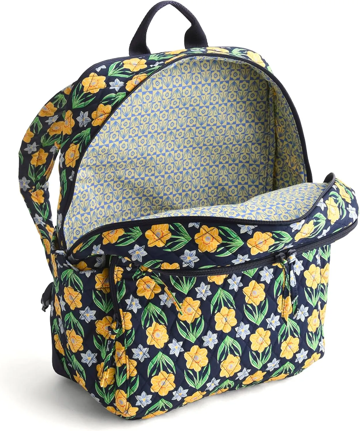 Vera Bradley Premium Cotton Large Bancroft Backpack, Daffodils