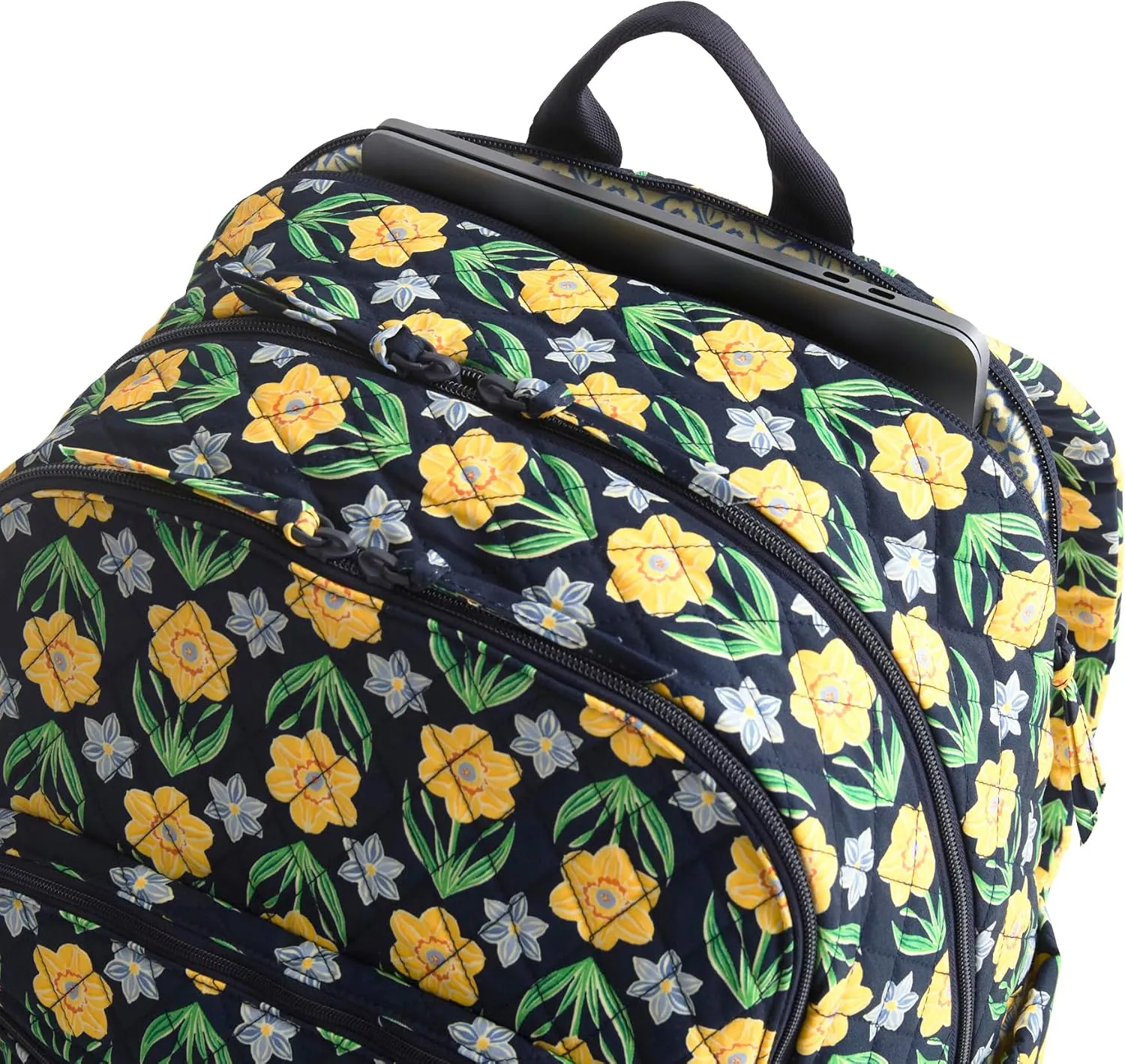 Vera Bradley Premium Cotton Large Bancroft Backpack, Daffodils