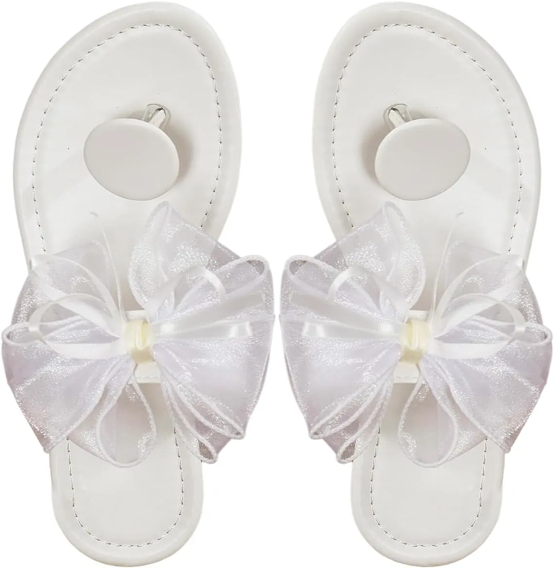Verdusa Women's Cute Tulle Bow Flat Sandals Clip Toe Flip Flops Slip on Slippers
