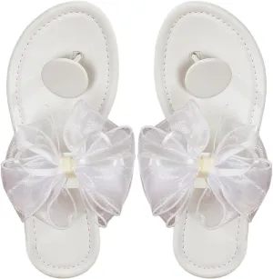 Verdusa Women's Cute Tulle Bow Flat Sandals Clip Toe Flip Flops Slip on Slippers