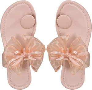 Verdusa Women's Cute Tulle Bow Flat Sandals Clip Toe Flip Flops Slip on Slippers