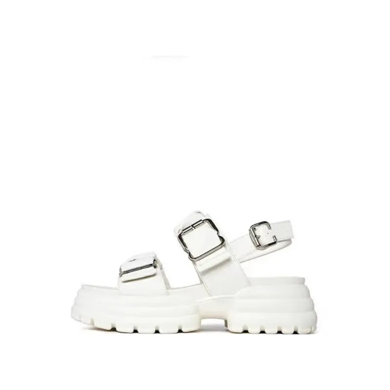 White Chunky Platform Heel Sandal
