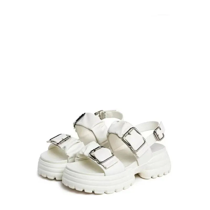 White Chunky Platform Heel Sandal