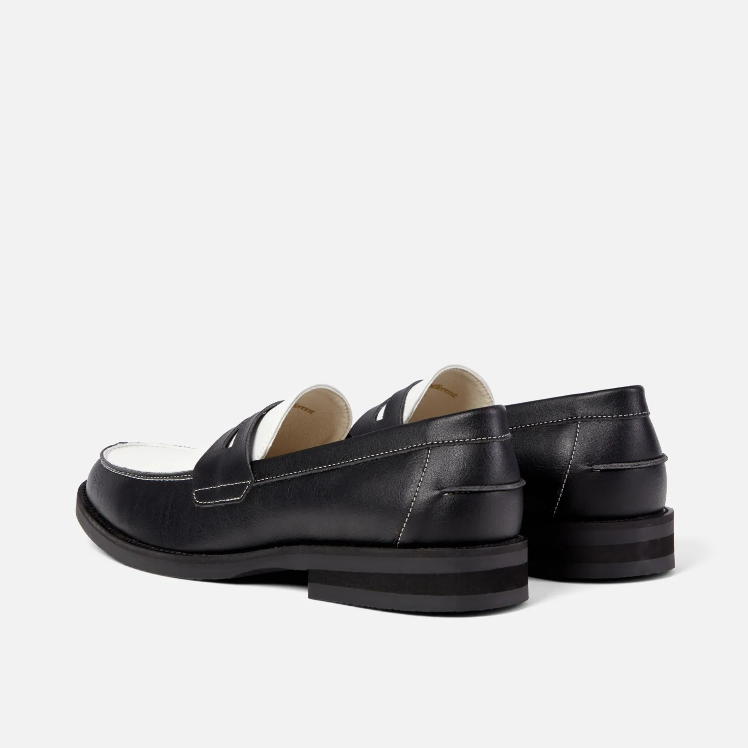 Wilde Black   White Vegan Penny Loafer - Men's
