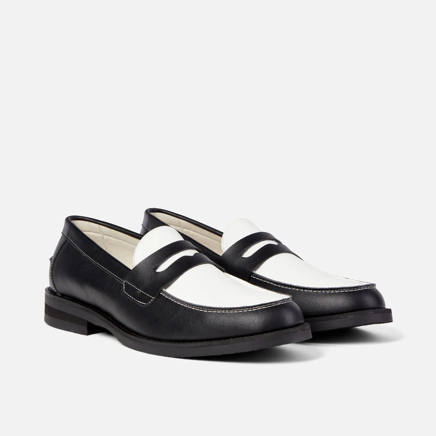 Wilde Black   White Vegan Penny Loafer - Men's