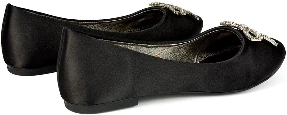 Women Flat Bridal Satin Slip On Ballerina Pumps Ladies Bow Bridesmaid Shoes Size 3-8