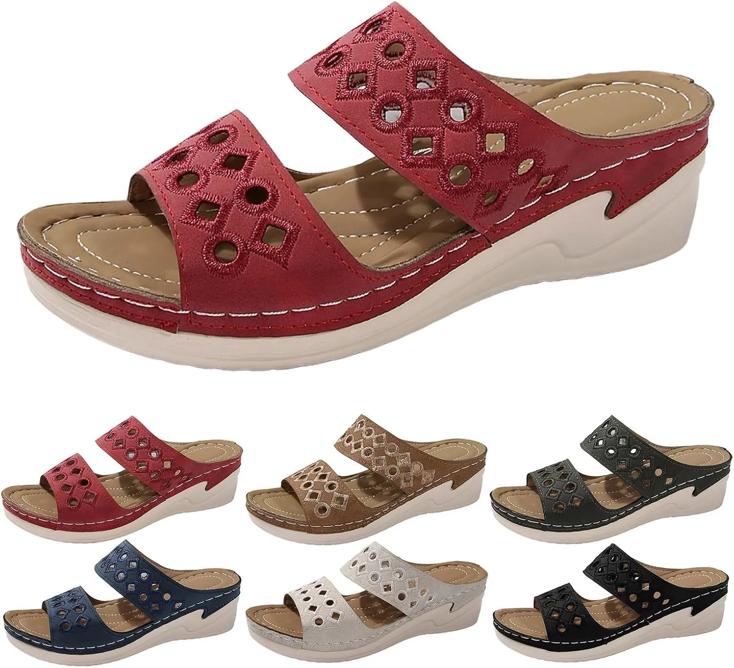 Women Shoes Comfortable Soft Sole Sandals Fashionable One Foot Wear Hollow Strap Beach Adjustable Width Sandals Women