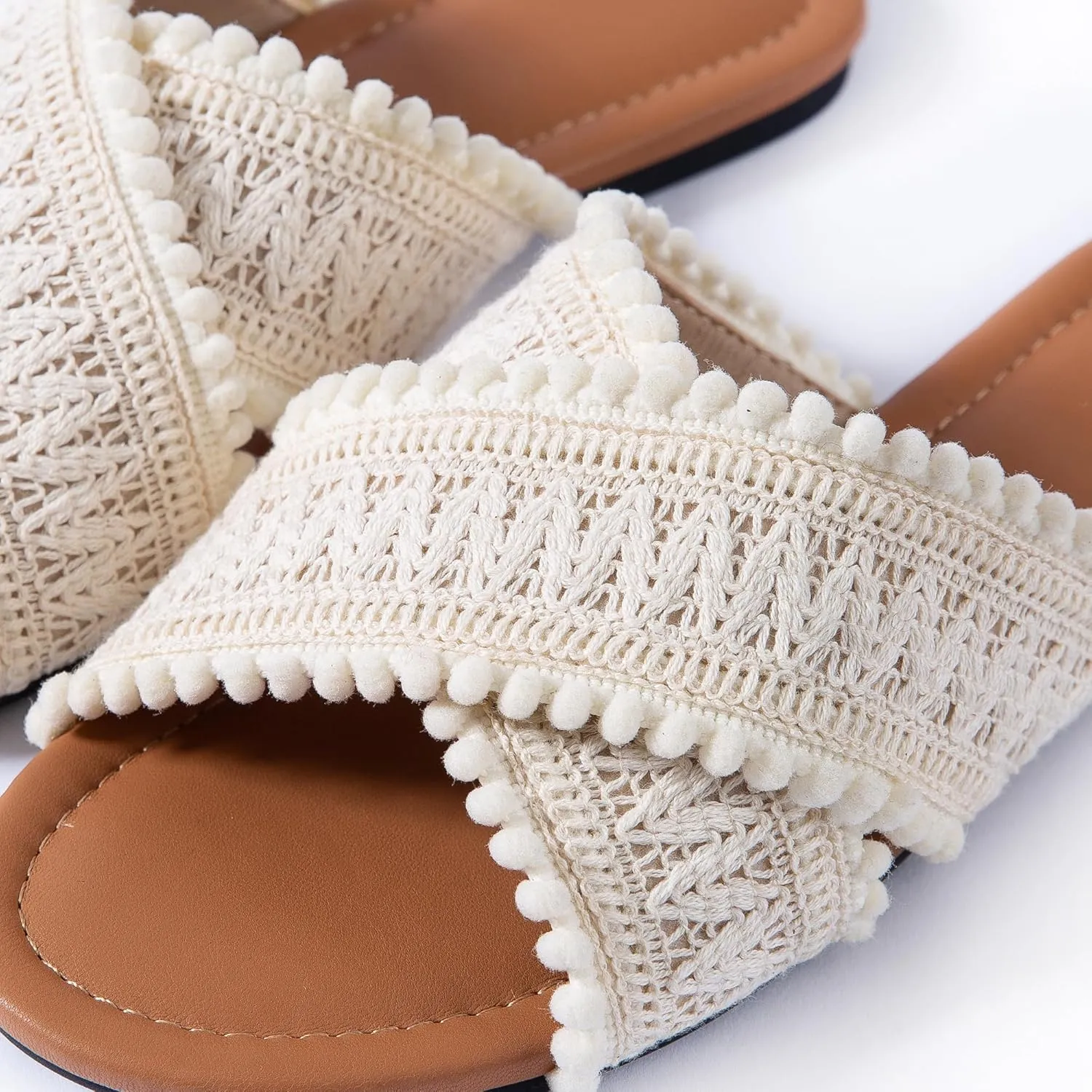 Women Slides Sandals Braided Summer Bohemian Dressy Vacation Beach Comfy Slip On Flat
