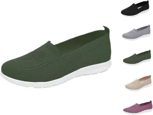 Women's Comfortable Breathable Knitted Sneakers, Low Top Walking Shoes, Non-Slip Shoes，Slip On Orthopedic Sneakers