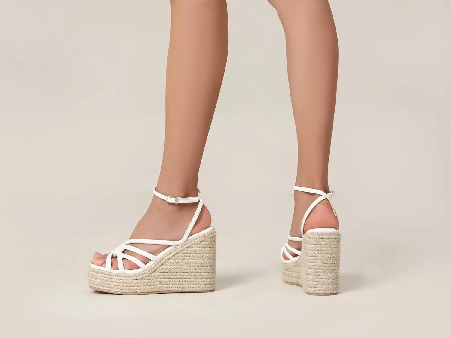 Women's Espadrille Wedge Sandal Casual Summer Square Toe Strappy Platform Sandal for Women