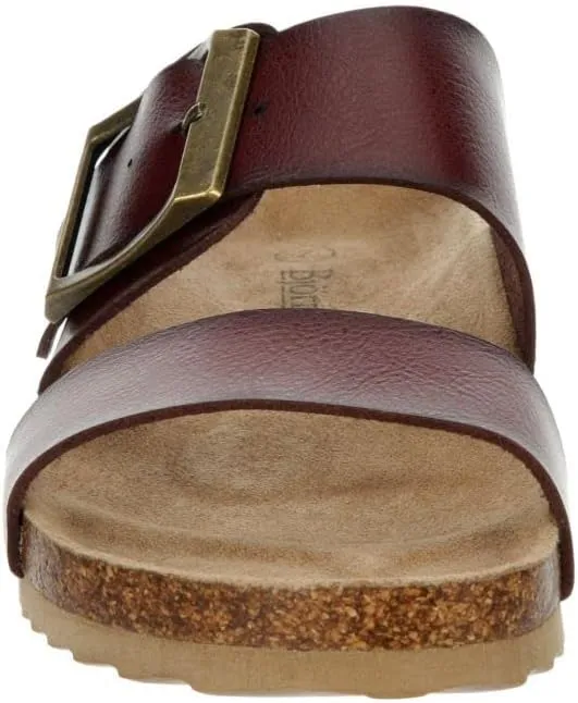Women's Faux Leather Slip-On Two Strap Cork Bed Sandal