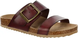 Women's Faux Leather Slip-On Two Strap Cork Bed Sandal