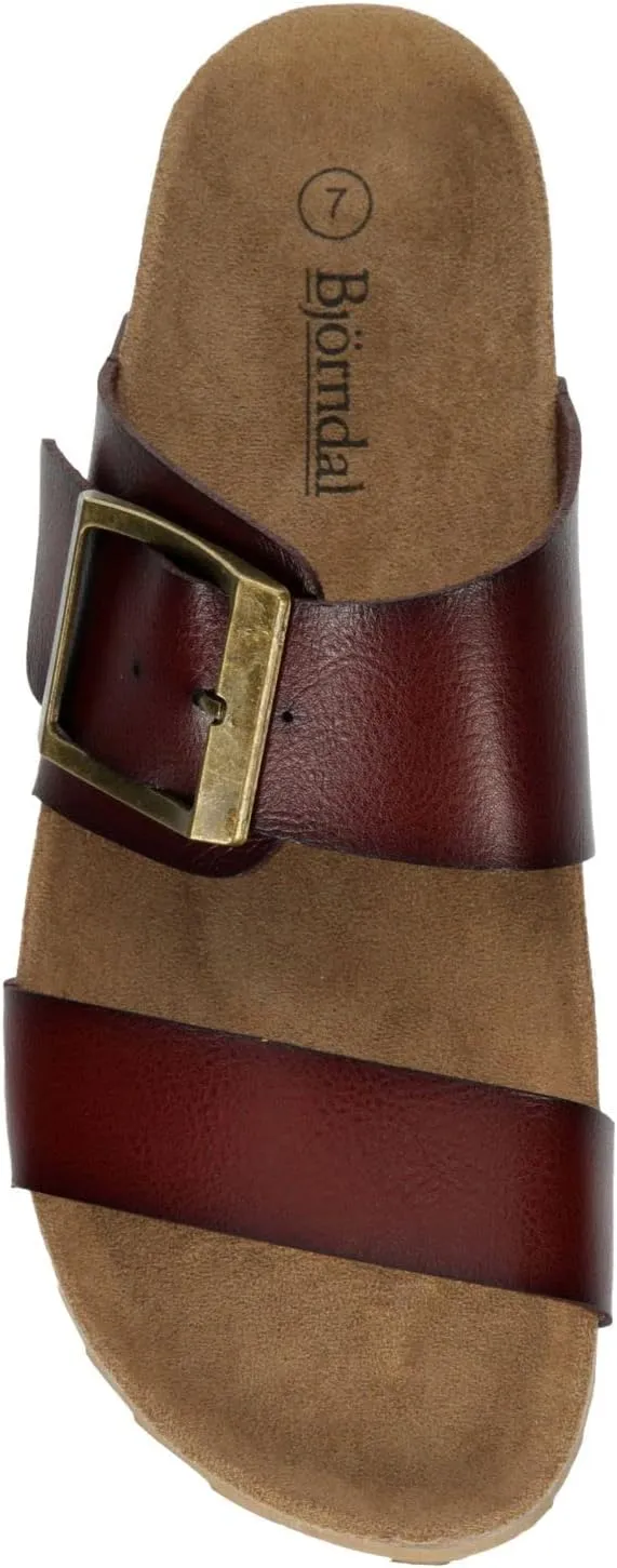 Women's Faux Leather Slip-On Two Strap Cork Bed Sandal