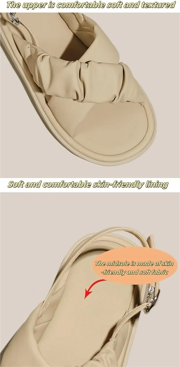 Women's Flat Sandals Open Toe Low Slip On Ankle Strap Casual Flat Sandals For Dressy Forma Daily Work Party Wedding