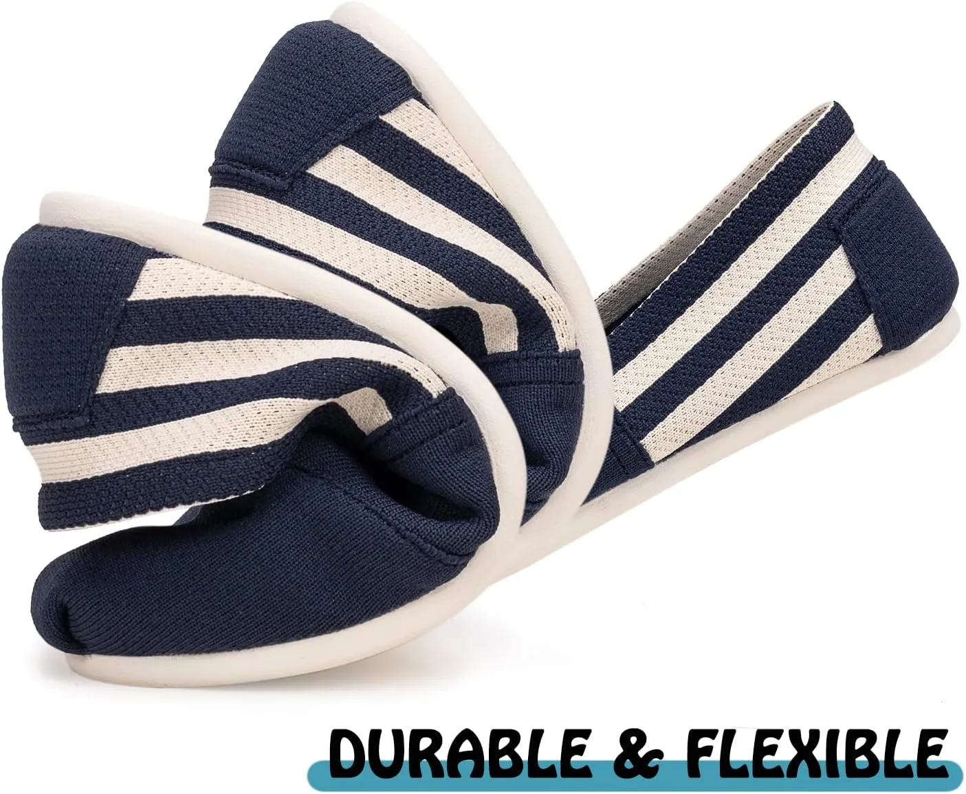 Women's Knit Flat Shoes,Classic Casual Washable Shoes,Comfortable Walking Slip-On Ballerina Square Toe Shoes for Women