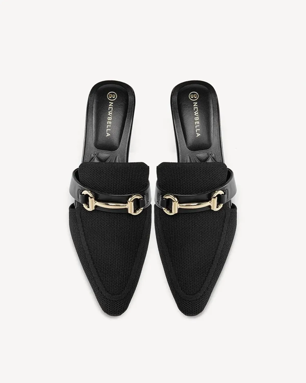 Women's Knit Pointed Toe Chunky Heel Mules, Mousse Fit, Comfortable Slip-On Sandals for Business and Daily Wear