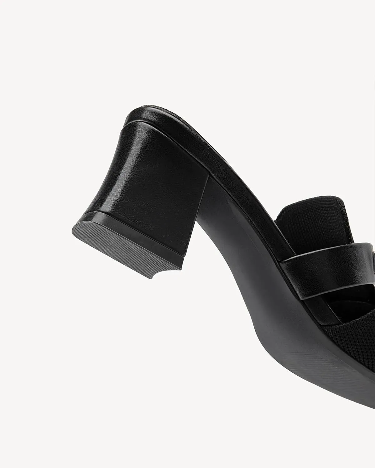 Women's Knit Pointed Toe Chunky Heel Mules, Mousse Fit, Comfortable Slip-On Sandals for Business and Daily Wear