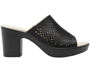 Women´s Leather Heel Slip-On Sandals 102920 Black