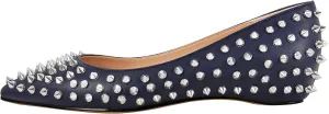 Women's Rivet Pointed Toe Slip on Flats Shoes,Fashion Studded Leather Comfortable Office